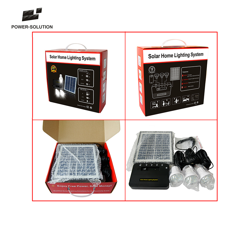 4W solar DC lighting kit with 3 bulbs and 12 months warranty