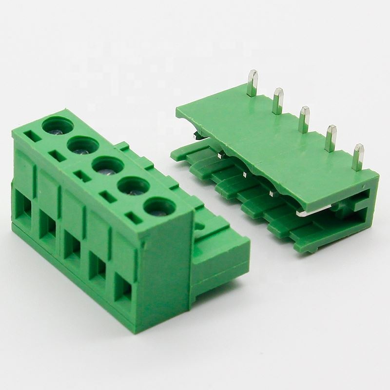 ht5.08 5pin Right angle Terminal plug type 300V 10A 5.08mm pitch connector pcb screw terminal block