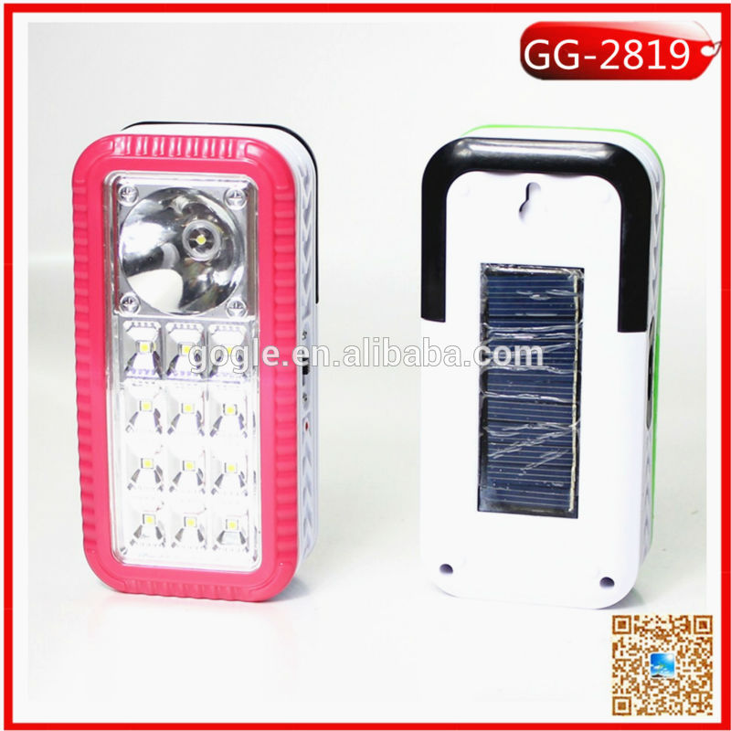 high brightness 1led+12 smd rechargeable led solar emergency light