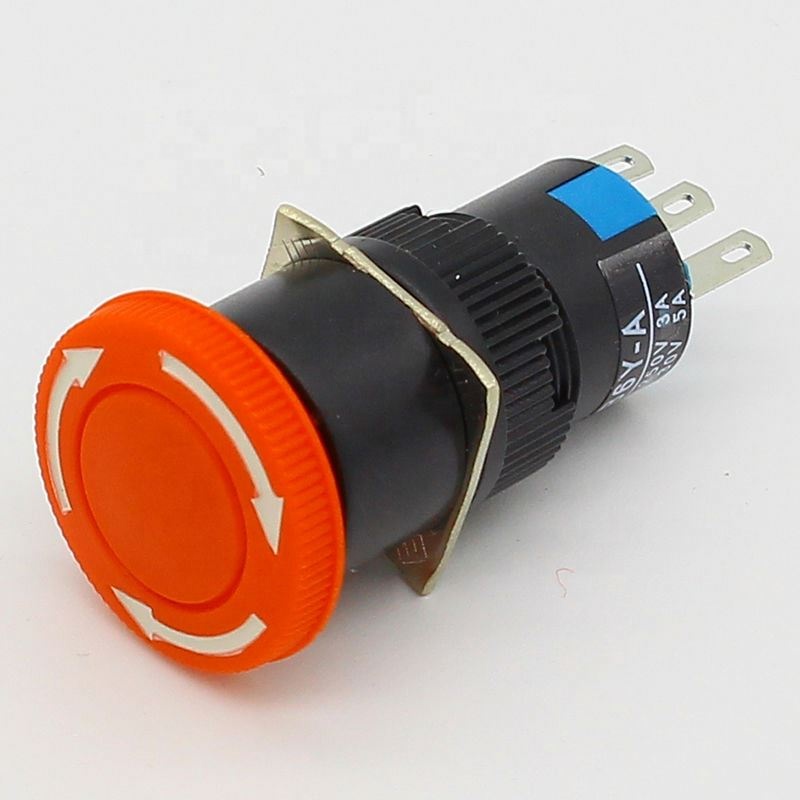 16mm Mushroom emergency stop e-stop switch 3 pins NO+NC