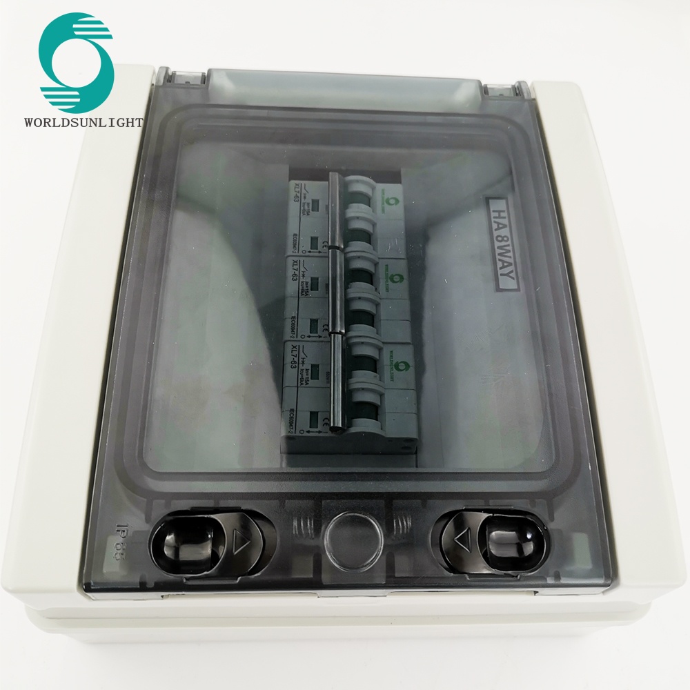 WSDB-PV series IP65 3 in 3 out 2 pole 550V DC 15A MCB Solar PV Array Strings Combiner Box