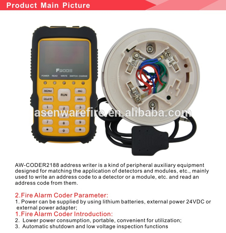 Hot Selling! Fire Alarm System Addressable fire alarm Coder built-in 1600mah battery