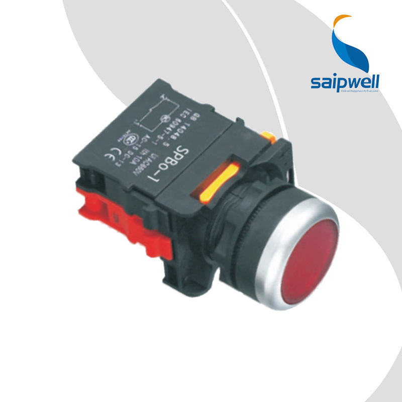 SAIP/SAIPWELL Push Button Switch New Product Flat 10Mm Self-Locking Push Button With Light