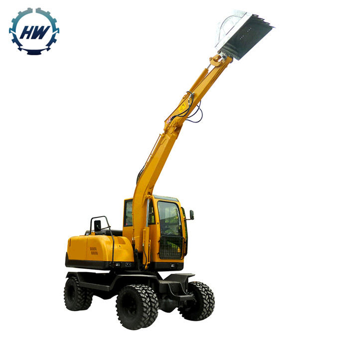 China brand Hydraulic 6 ton wheels excavator with cab for sale