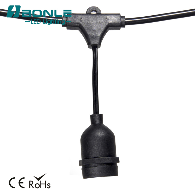 48Ft Hanging Loops With 15 E26 Dropped Sockets, Outdoor Decorative Vintage Patio Bistro LED String Lights