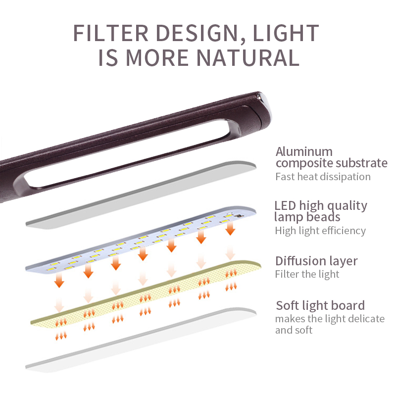 Color box packing business working desk light adjustable brightness table light lamps led with clock for print logo