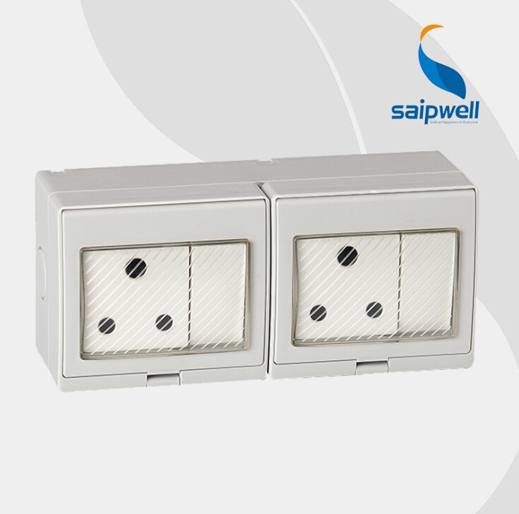 SAIP/SAIPWELL Hot Sales Two-Position South African Switch 220V AC Waterproof Socket and Switch