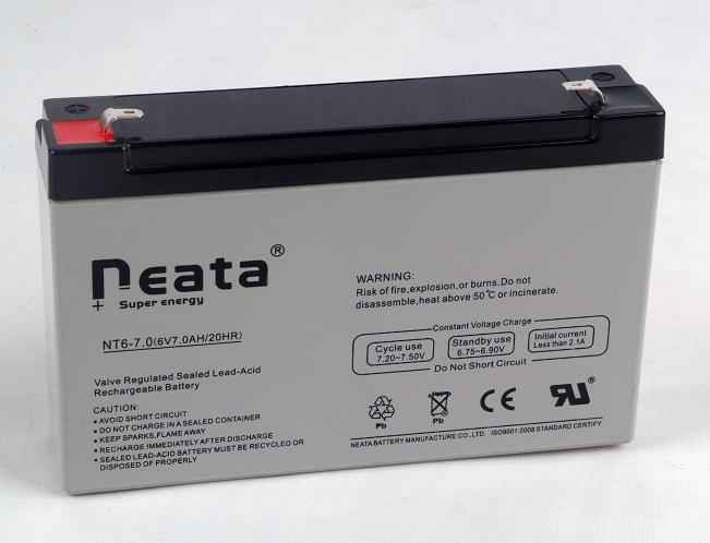 Lead acid rechargeable battery 6V7ah