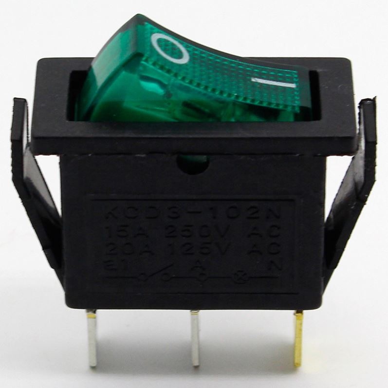 Green LED Light SPST 3PIN ON/OFF G124 Boat Rocker Switch 15A/250V 20A/125V Car Dash Dashboard Truck Home