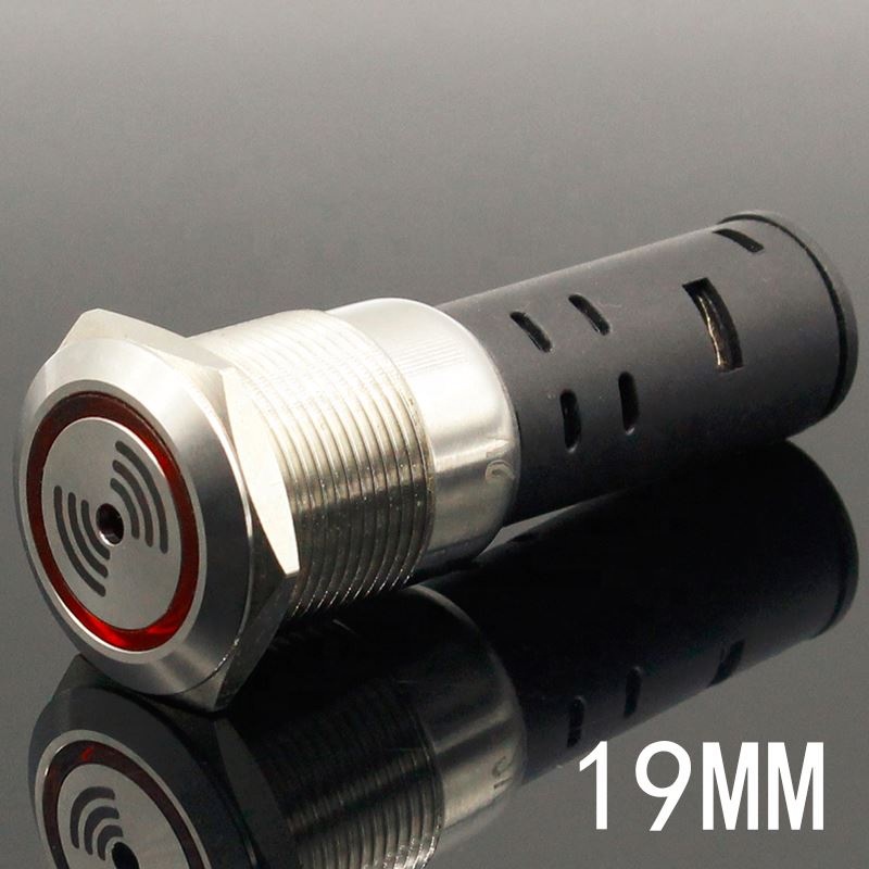 Intermittent buzzer 19mm metal pulse waterproof oil band red LED lamp flashing buzzer 12V/24V/220V