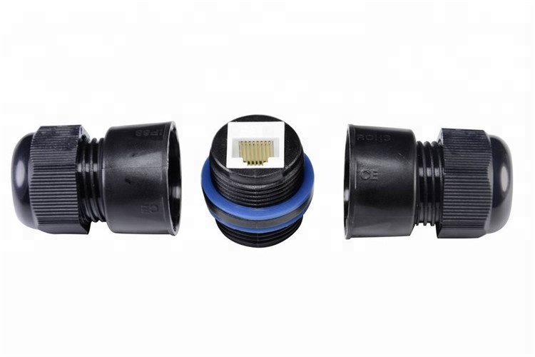 Waterproof Unshielded straight head Ethernet cable fixed F/F Rj45 M25 Network connector