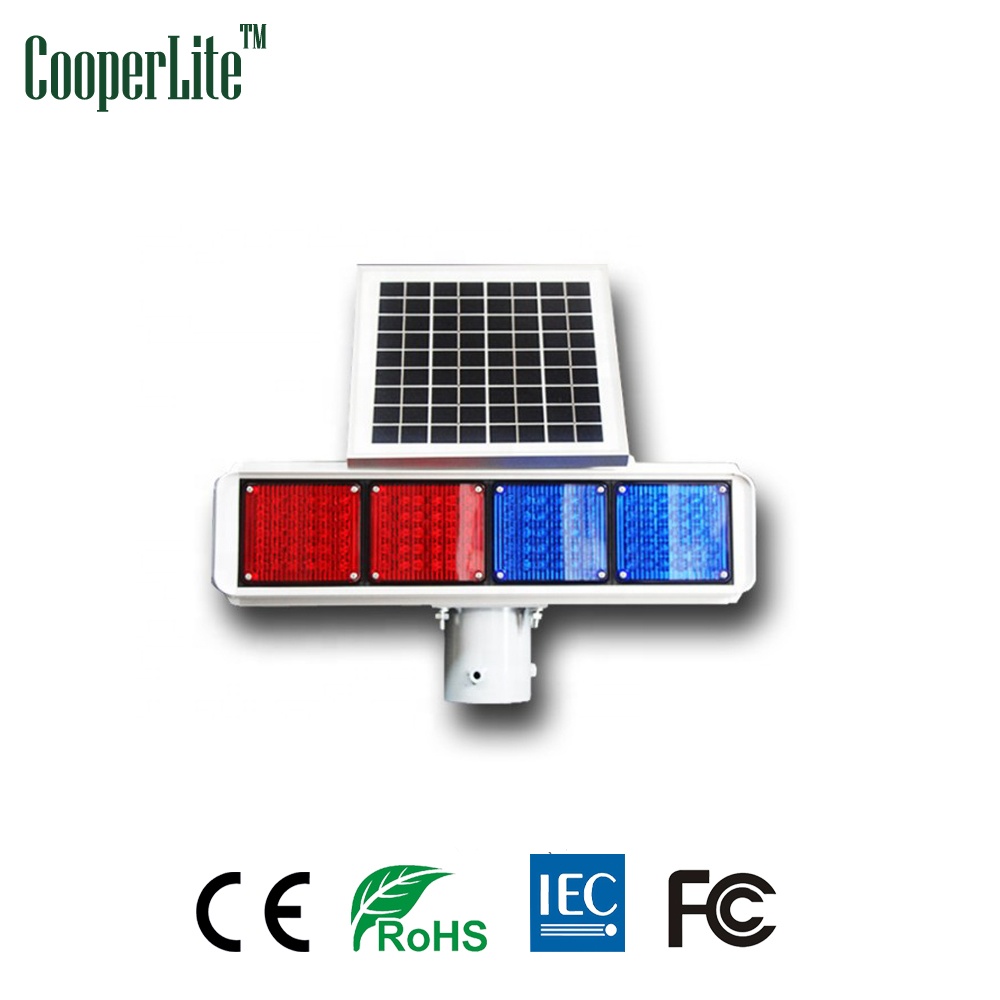 CooperLite Two Red and Two Blue Solar Double Sides Flash Warning Light