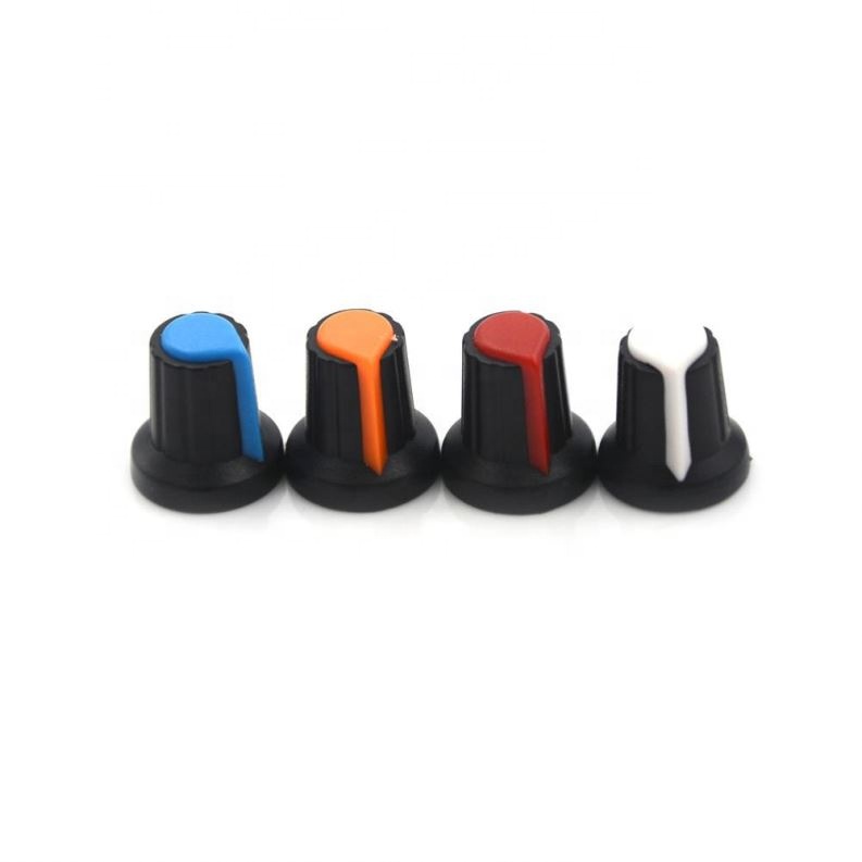 Rotary Knobs 15mmx17mm Shaft Hole Dia Plastic Threaded Knurled Potentiometer Knobs Caps