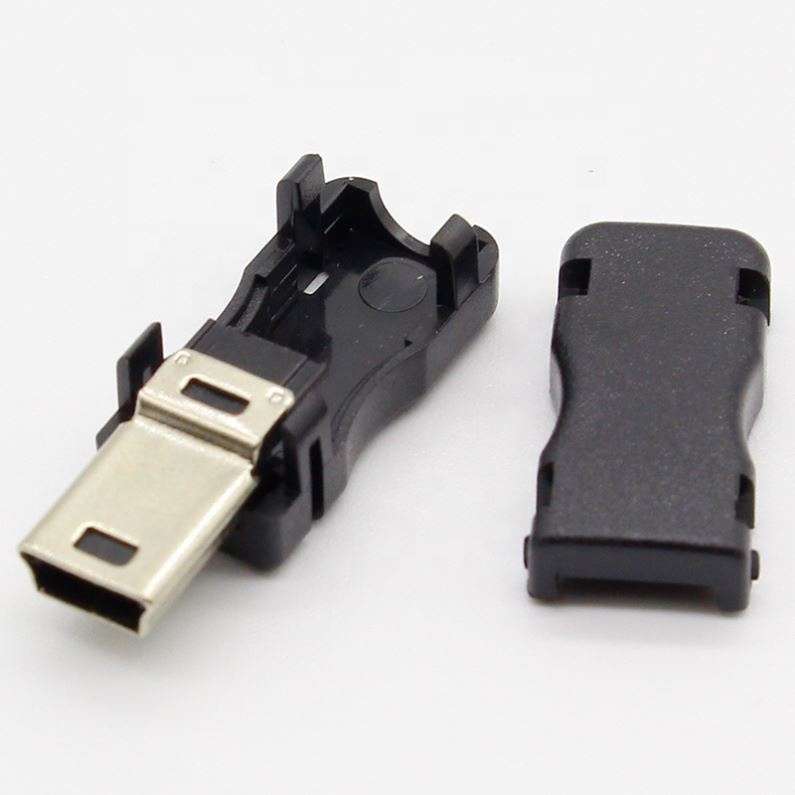Mini USB 5 Pin T Port Male Plug Socket Connector&Plastic Cover for DIY