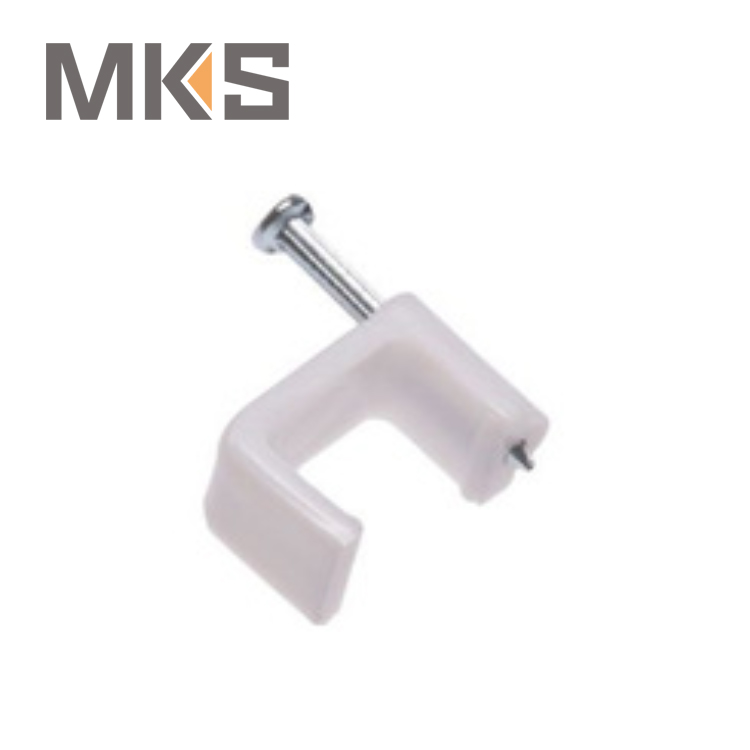 Hot Sale white color Wall Circle Plastic Cable clip with Steel Nail