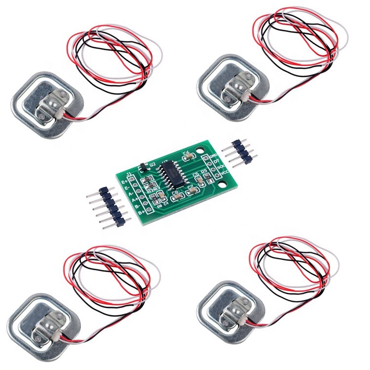 4PCS 50KG Body Scale Load Cell Weight Sensor Resistance Strain Half-bridge + HX711 AD Weighing Module