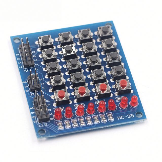 4X4 Matrix Keyboard For Array Module 16 Key Push Button Tastatur Switch Keypad Panel 44 Tasten 8 LED