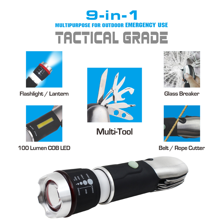 Quality Chinese Products 100 Lumens Led Light 9-In-1 Multipurpose Flashlight