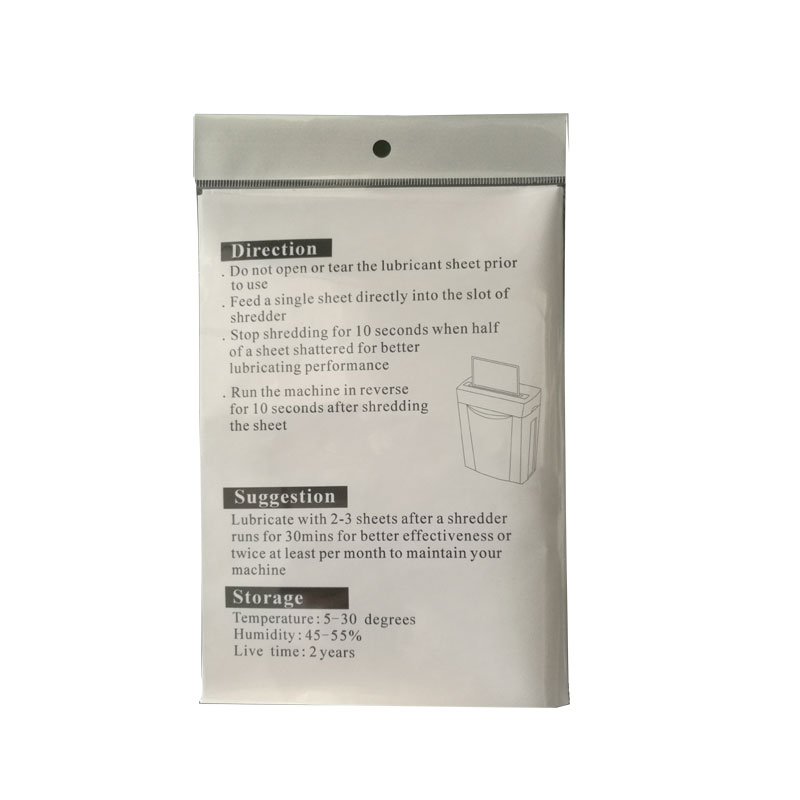 A5 shredder blades lubricant bag paper oil sheet shredder cleaning oil paper bag