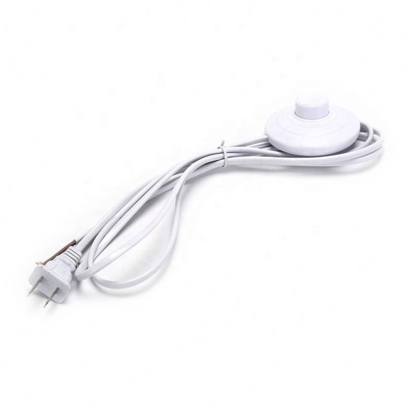 Foot Pedal Push Switch With Power Line AC 250V 2A Push On/Push Off Two Inline Lighting Lamp Round Foot Switch