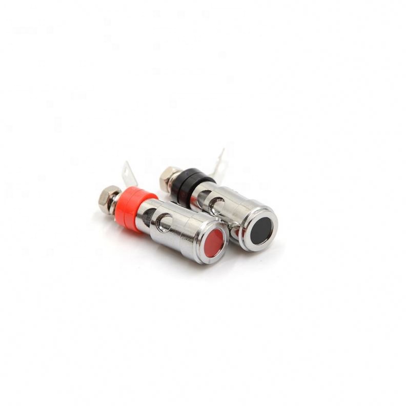Red+ Black Audio Terminal Banana Socket Silver Plated Brass Terminal Speaker Binding Post Spring Loaded Press Self Locking