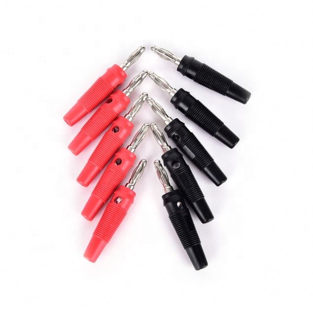 Solderless Side Stackable Banana Plug Red And Black 4mm Solderless Side Stackable Banana Plug