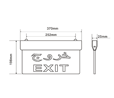 370mm*25mm*198mm size and transpanrency-green glow color  Fire exit sign