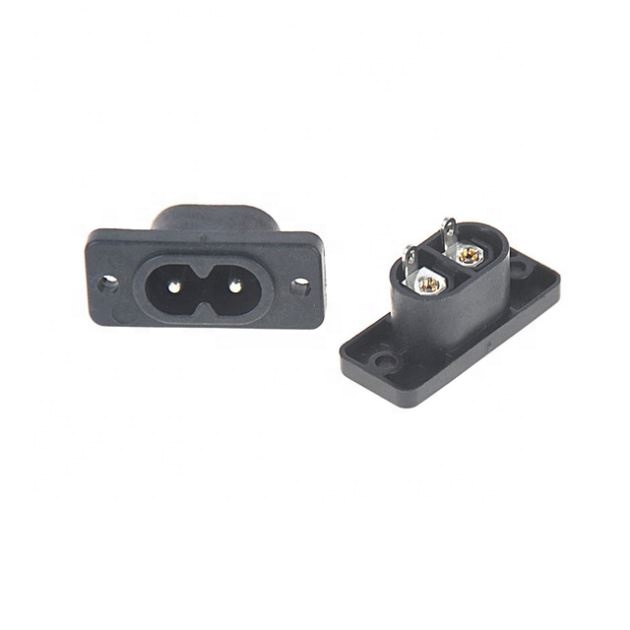 AC 250V 2.5A Black IEC320 C8 2 Terminal Power Plug Inlet Socket