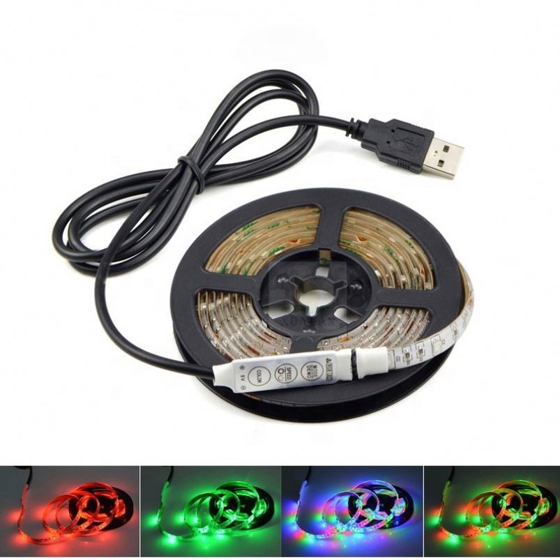 USB LED Strip 5V 5050 SMD IP65 Waterproof LED Tape Ribbon Light for Home Car TV Background Lighting + 1m USB Cable Switch