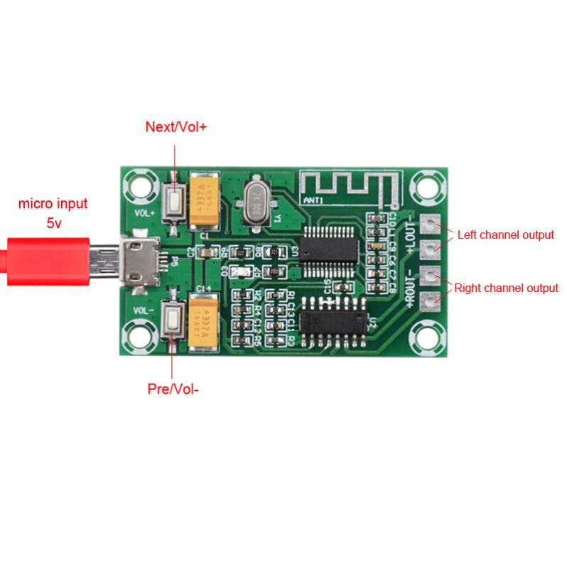 PAM8403 BT Digital Amplifier Board 2 * 3W Stereo Dual Channel Class D Audio Amplifier  5V