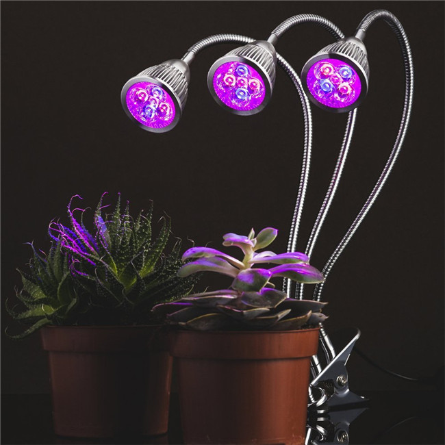 2018 new hot full spectrum 15w three head grow light bulbs desk clip lamp