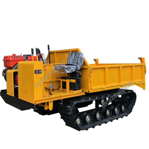 Small agricultural all terrain self-unloading rubber crawler truck