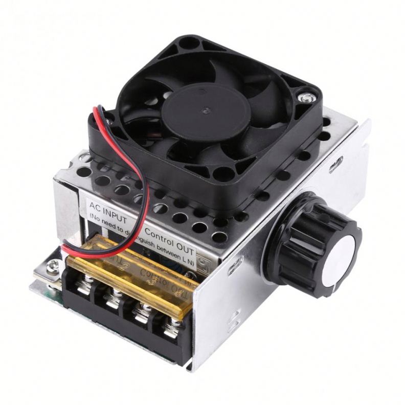 AC 220V 4000W SCR Electric Voltage Regulator Dimmer Temperature Motor Speed Controller With Fan