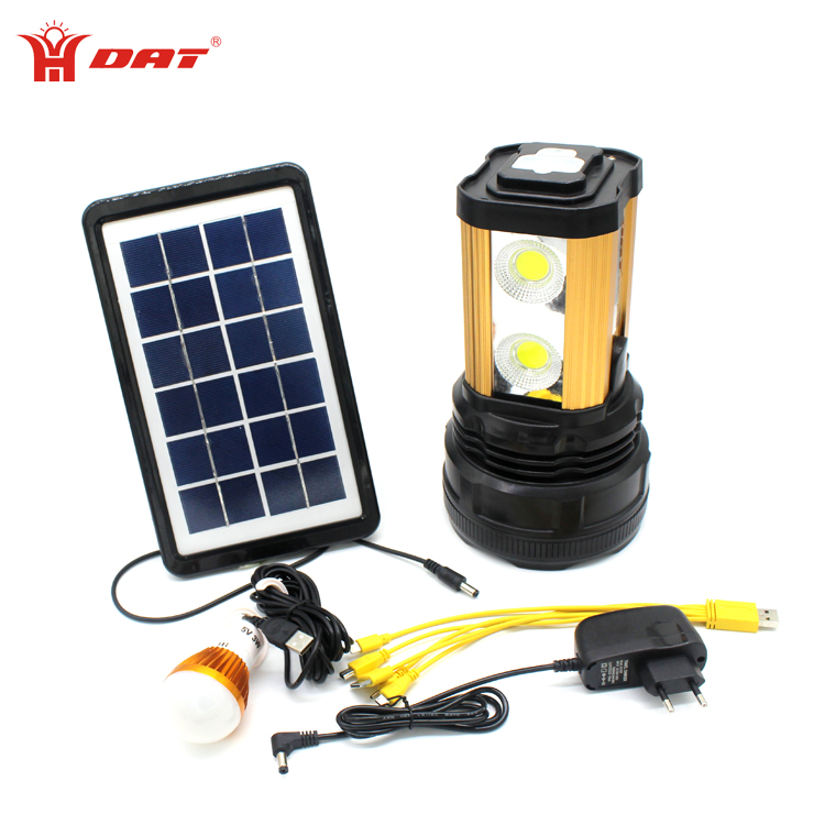 Aluminium Alloy high power led searchlight 15W COB rechargeable led spotlight with solar panels charger solar lighting system