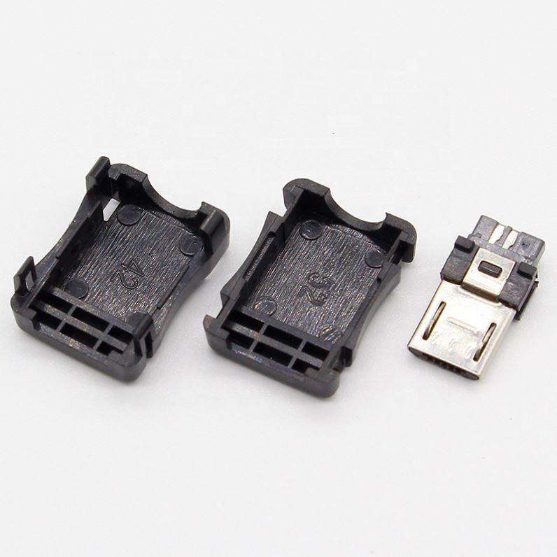 Micro USB 5 Pin T Port Male Plug Socket Connector&Plastic Cover for DIY