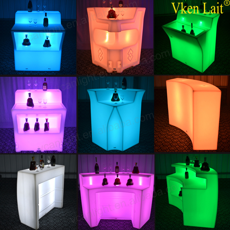 illuminated light up plastic high top bar table and chairs