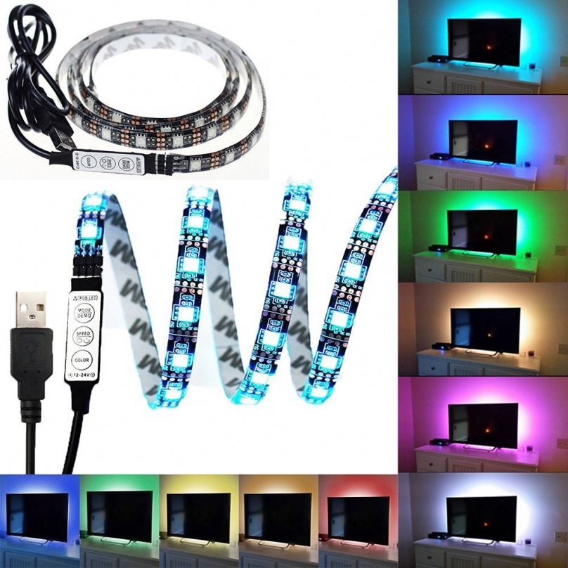 USB LED Strip 5V 5050 SMD IP65 Waterproof LED Tape Ribbon Light for Home Car TV Background Lighting + 1m USB Cable Switch