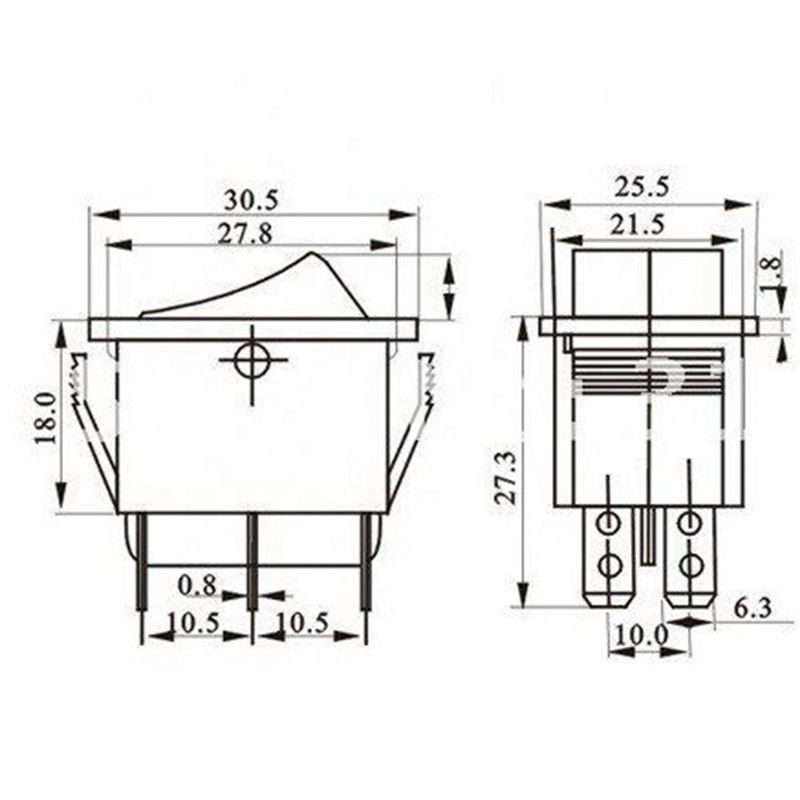 momentary rocker switch 6 flat pins,double sides spring return to middle after released