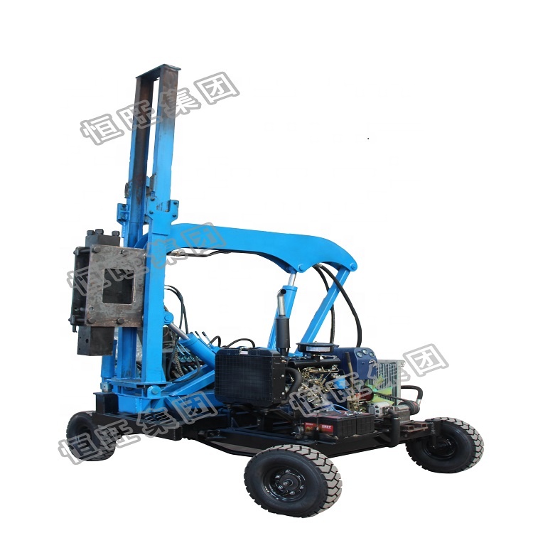 Hydraulic highway guardrail pile driver