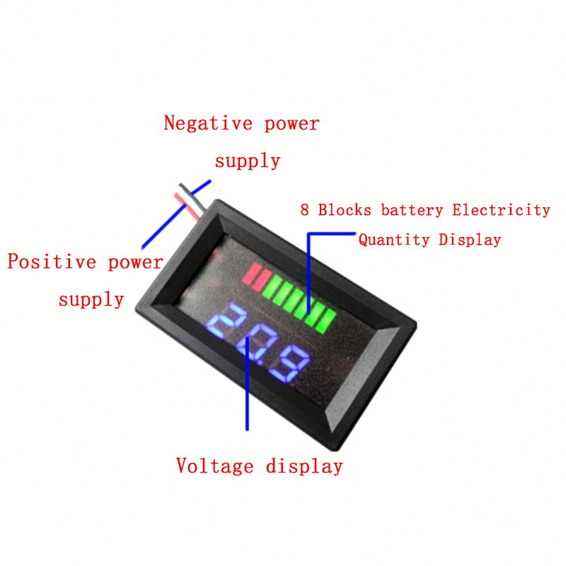 6V 24V 36V 48V 60V Lead-acid Lithium Battery Red Blue Power Charge Level Tester Dual Display LED Digital Voltmeter li-po