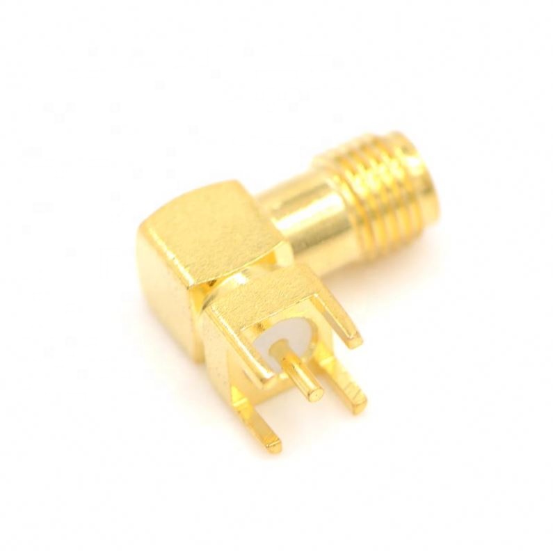 PCB Cable Goldplated SMA Female Right Angle Solder For PCB Mount Adapter SMA Connector SMA Female Jack RF Coax Connector