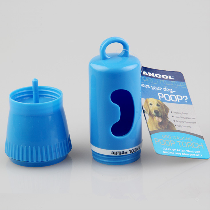 Dog Walking waste Poop bag holder with Torch