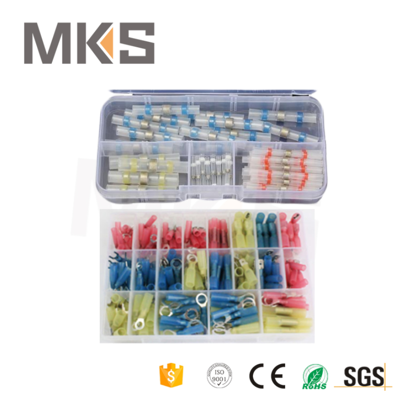 40PCS white 50PCS red 50PCS blue 10pcs yellow 150pcs/kit set heat shrinkable Seal Solder Wire Terminal connector