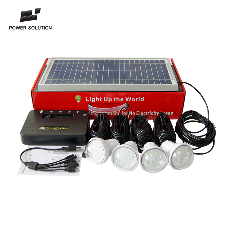 solar panel lithium battery 5200mah solar energy system for home lighting with 4pcs 2w durable led bulbs