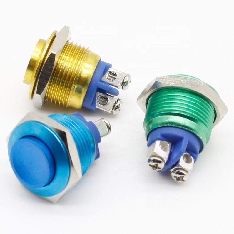 16 mm high metal button switch reset button switch instantly alumina red green yellow blue black 3 a / 250 VDC