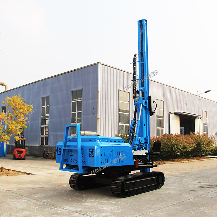 Solar pile driver for tractor ramming machine