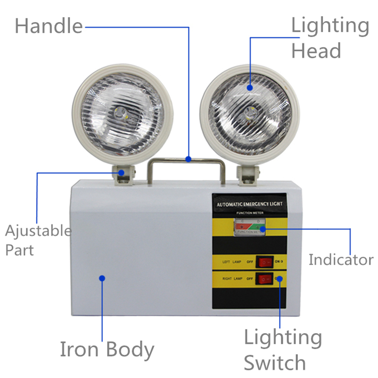 Cheap price  rechargeable led twin spot emergency light for exit escape Fire safe emergency led lamp IP30 85-265V 2x2W