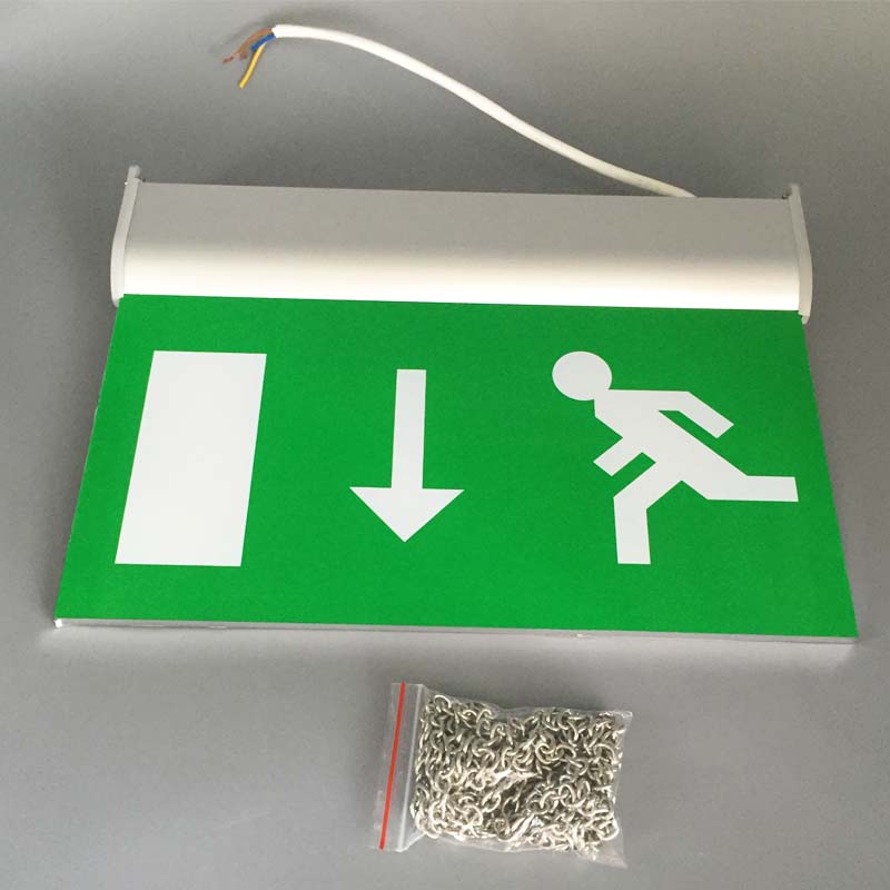 Two Sides Exit Sign Green With Running Man With Acrylic Light