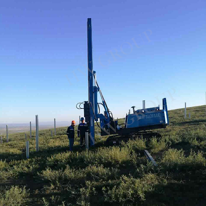 Photovoltaic fence postpile driver position