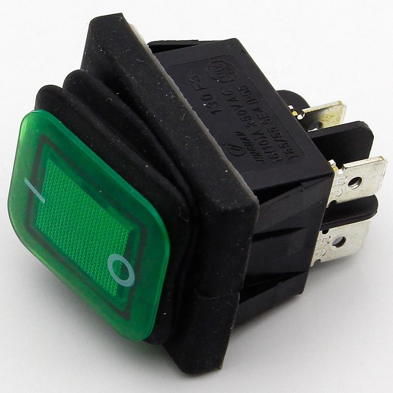 Green Waterproof Latching Rocker Toggle Switch IP55 4Pin 2Position AC250V/16A LED illuminated Hot Sale Low Price
